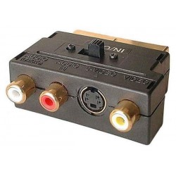 ADAPTATEUR PERITEL \ RCA S-VHS AVEC COMMUTATEUR ENTREE SORTIE AUDIO VIDEO