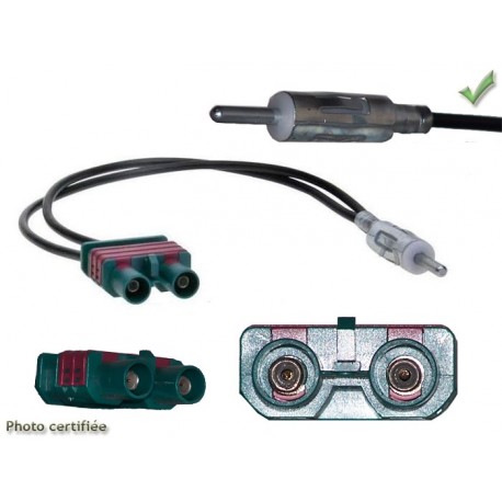 Vhbw Adaptateur d'antenne Din (m) vers double Fakra (m) compatible avec  Audi, Seat, VW voiture - Amplificateur pour alimentation fantôme, 35 cm