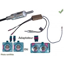 ADAPTATEUR D ANTENNE AMPLIFIE DOUBLE FAKRA DIN MALE AUDI VW SEAT MERCEDES