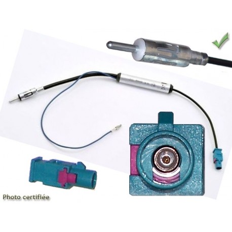 ADAPTATEUR D ANTENNE AMPLIFIE FAKRA MALE DIN MALE AUDI BMW VOLKSWAGEN MERCEDES