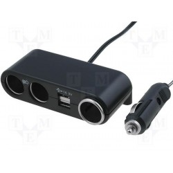 TRIPLE PRISE ALLUME CIGARE 12V 1A AVEC SORTIE USB 5V 1A