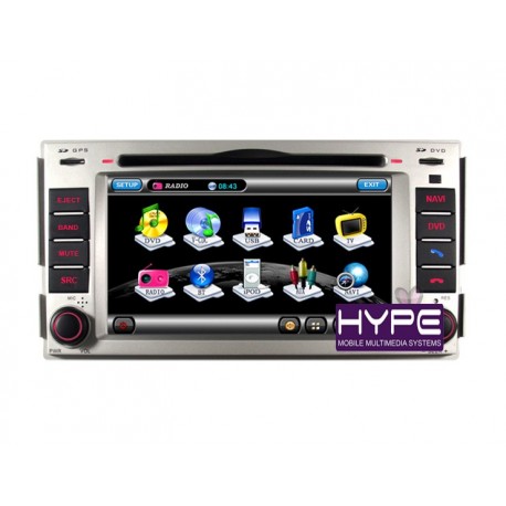 HYPE HSB8908GPS Autoradio 2 DIN GPS 16cm DVD IPOD USB SD Pour HYUNDAI SANTAFE / ELANTRA / SONATA