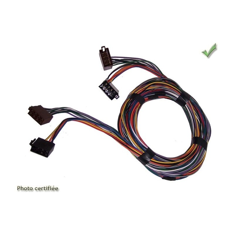 FAISCEAU ADAPTATEUR AUTORADIO ISO MALE ISO FEMELLE 2 CON 4HP RALLONGE