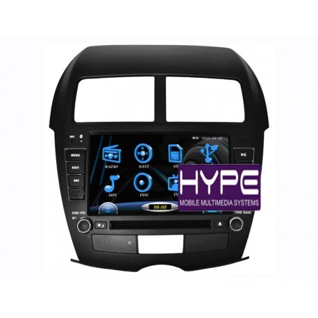 HYPE HSB8110GPS AUTORADIO 2 DIN GPS 20CM DVD DIVX USB SD IPOD POUR MITSUBISHI ASX 